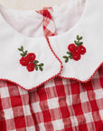 Gingham Rose Embroidered Romper