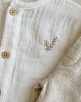 Linen Band Collar Shirt