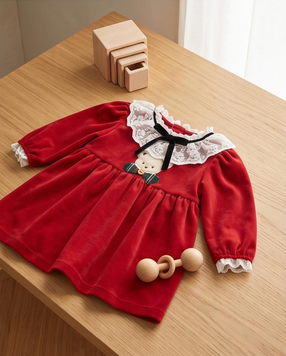 Velvet Holiday Bear Dress