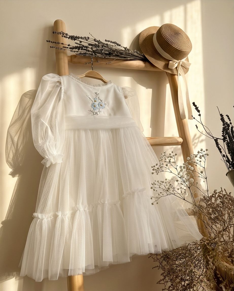 Embroidered Tulle Dress
