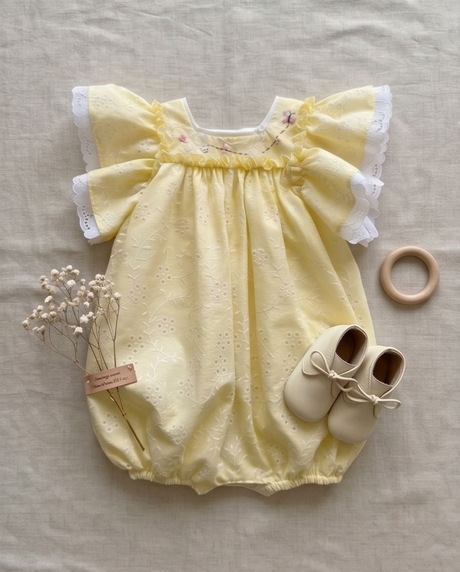 Embroidered Ruffle Romper