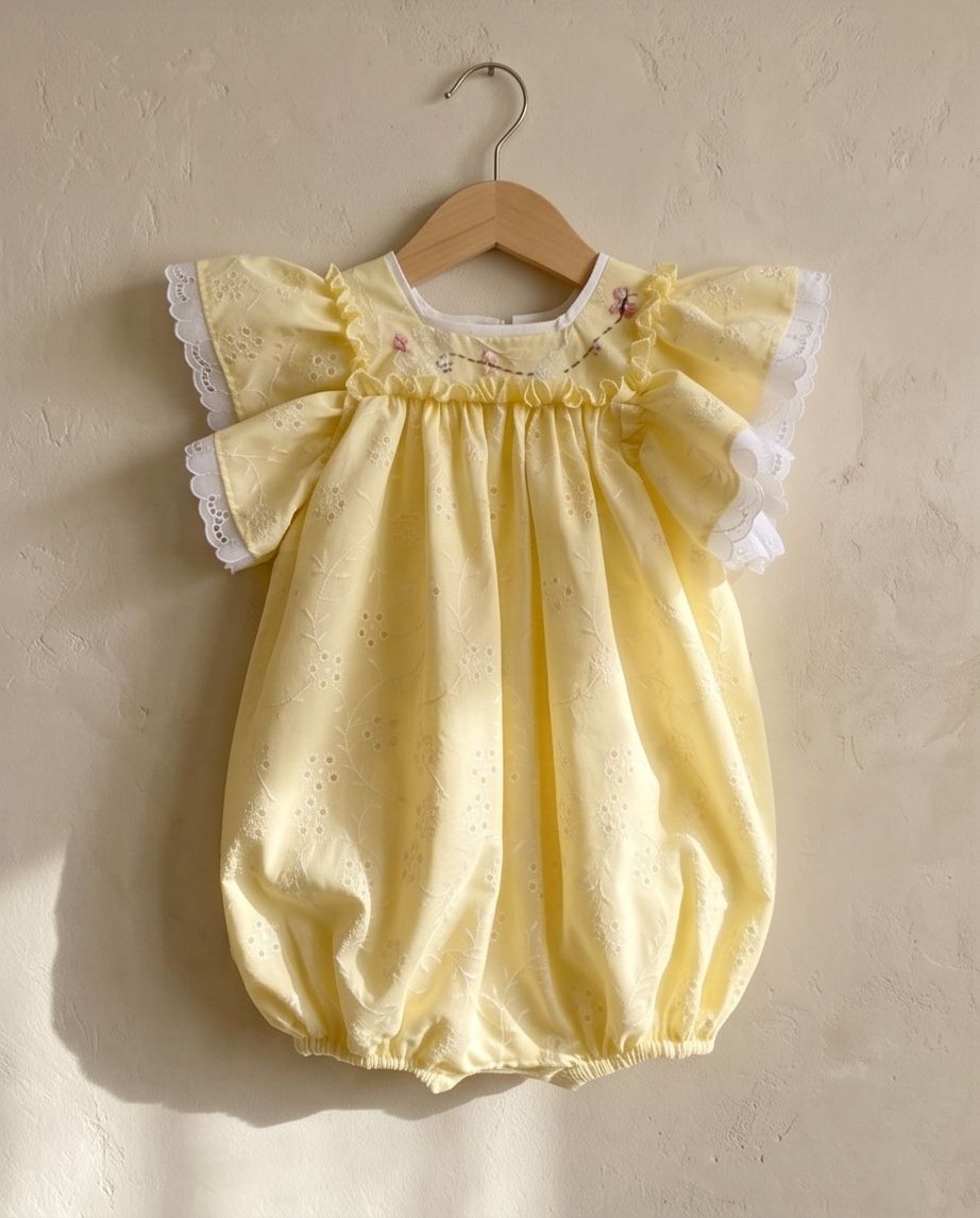 Embroidered Ruffle Romper