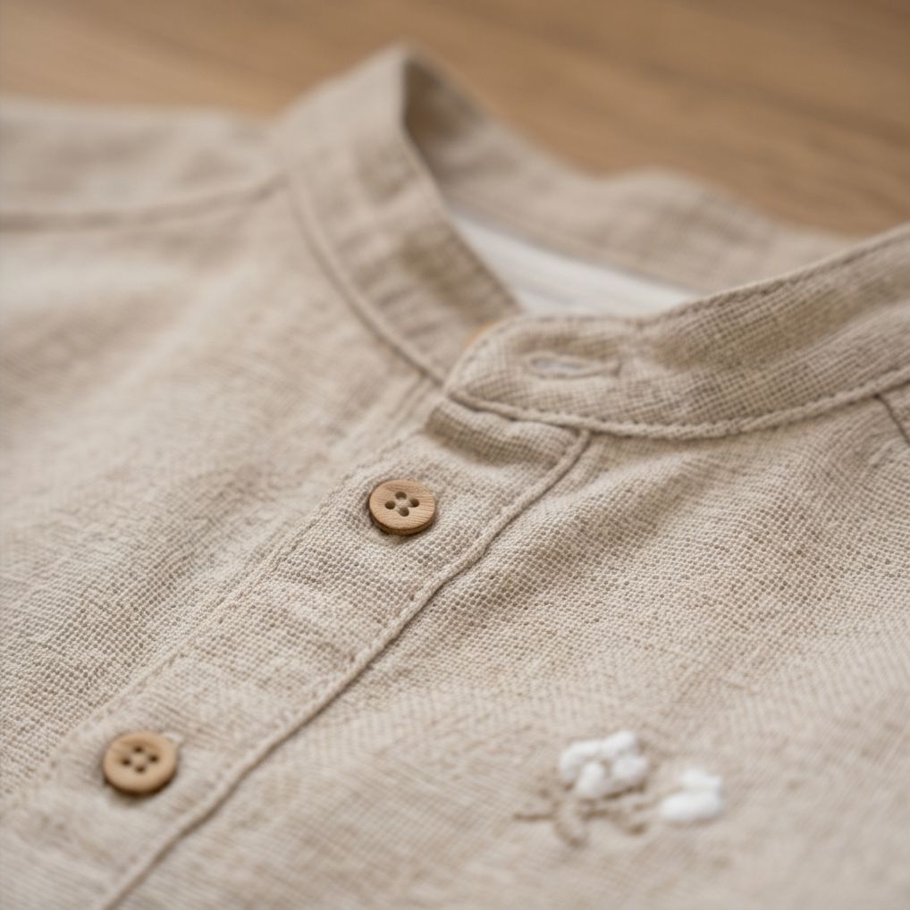 Linen Band Collar Shirt