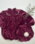 Wine French Velvet romper